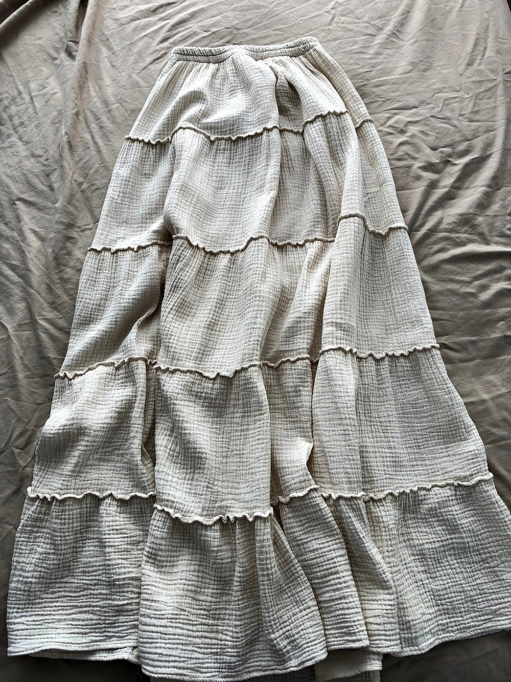 Cream/White Tiered Maxi Skirt